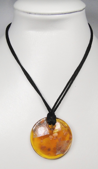Pendentif verre MURANO palet couleur ambre transparent doré argenté cuivré – Image 2