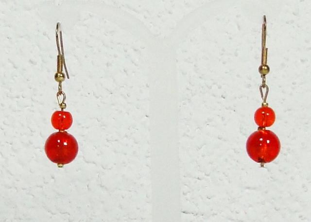 Boucles d'oreilles verre MURANO pendantes boule rouge