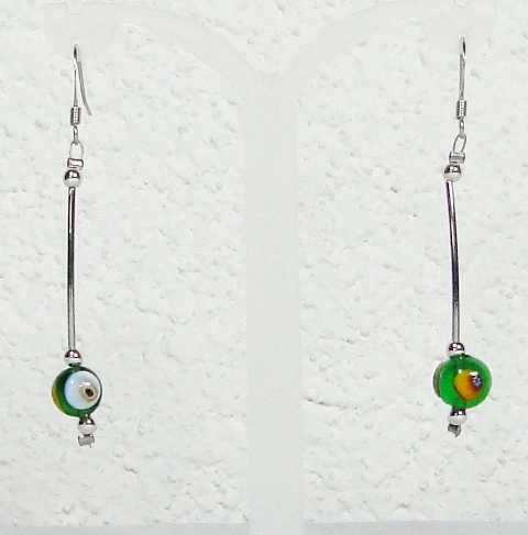 Boucles d'oreilles verre MURANO pendantes murine vert