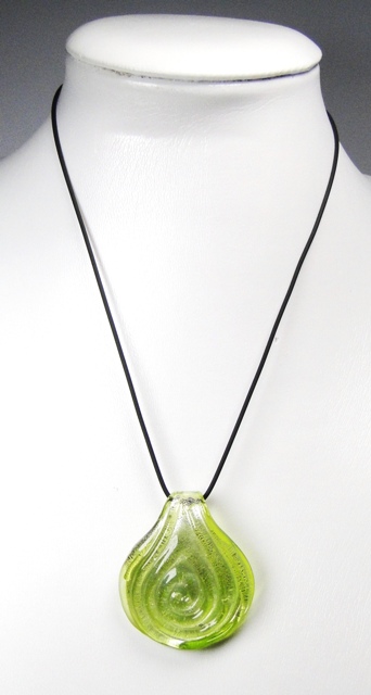Pendentif verre FACON MURANO palet tourbillon relief vert clair, argenté – Image 2